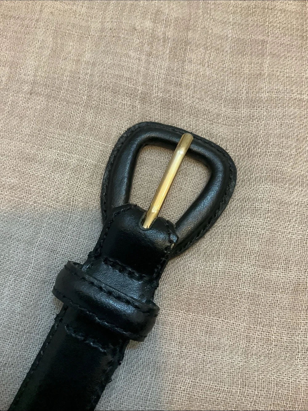 Ralph Lauren Black Leather Belt Strap with Gold RL Accent